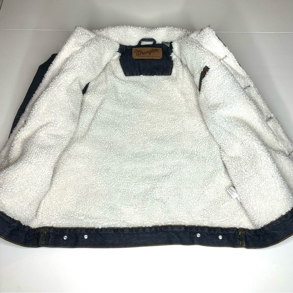 Vintage Wrangler Women’s Size Large L Sherpa Lined Denim Trucker Jacket - Picture 3 of 10